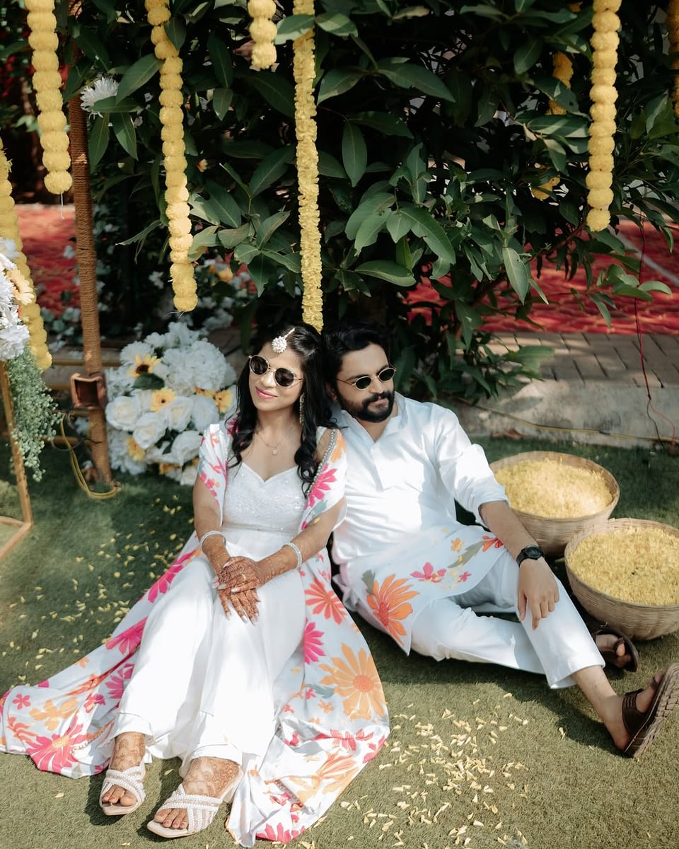Yellow Theme floral haldi setup in Surat (Haldi Setup 13)