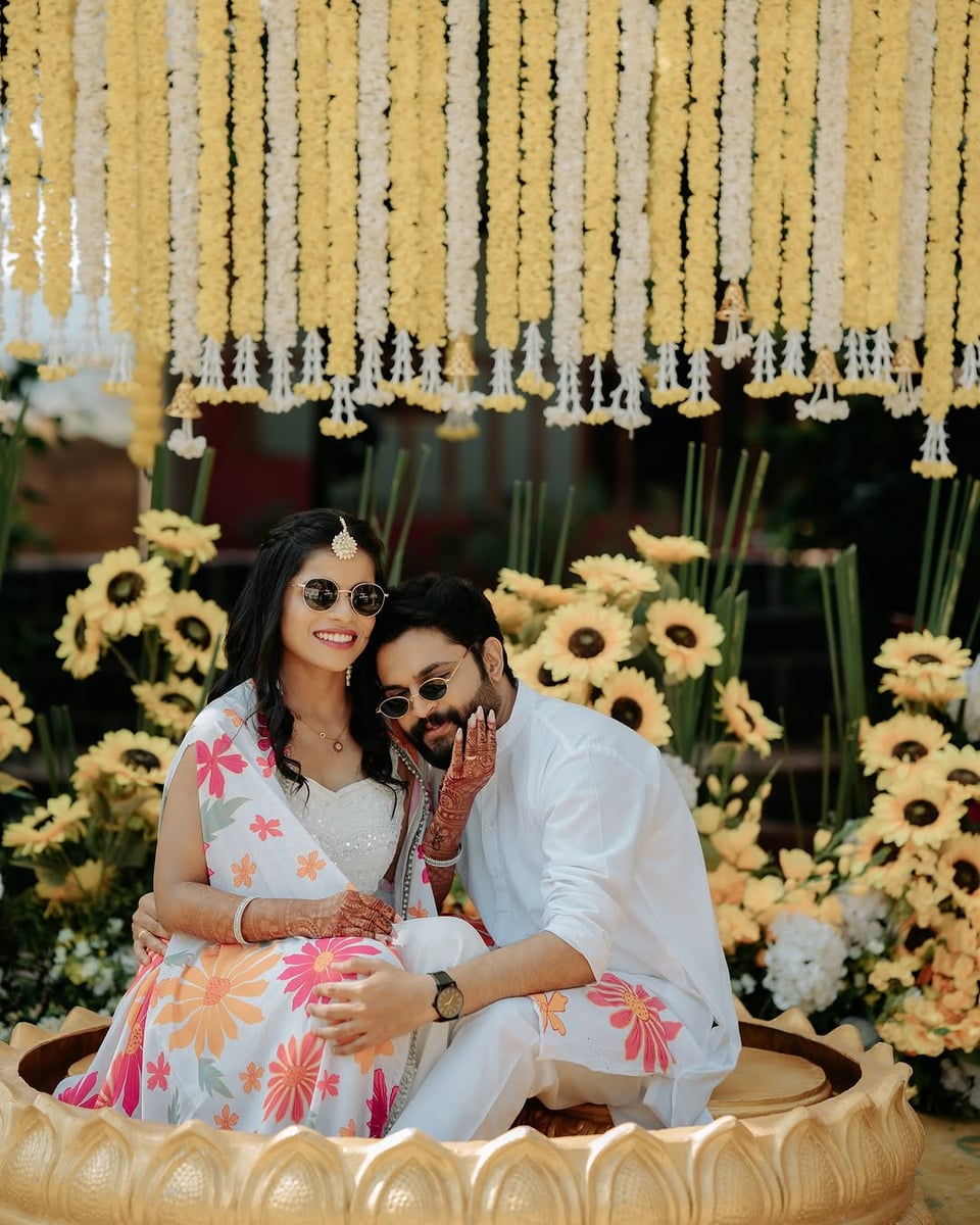 Joyous floral haldi setup in Surat (Haldi Setup 16)