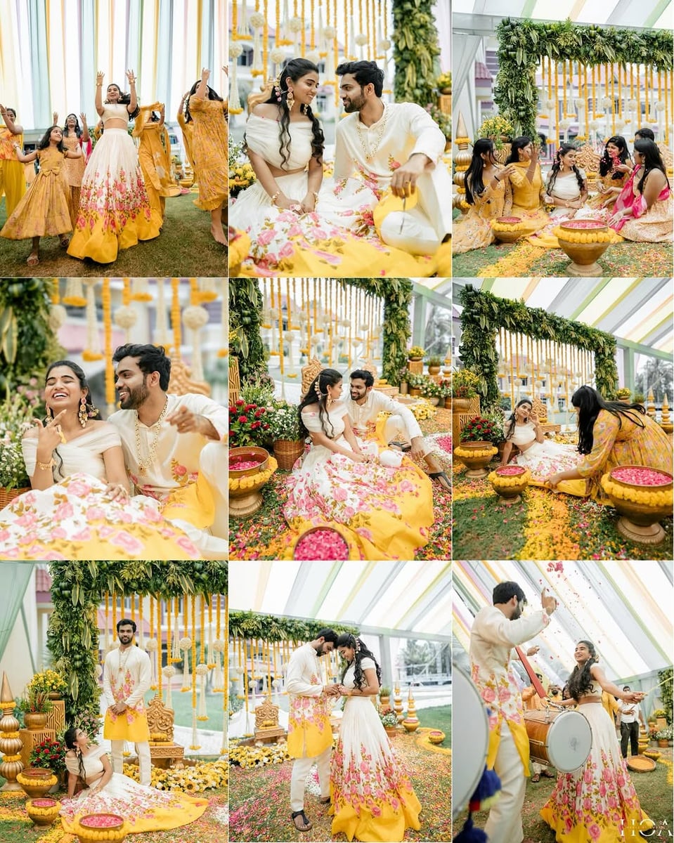 Yellow Theme marigold flower canopy in Surat (Haldi Setup 33)