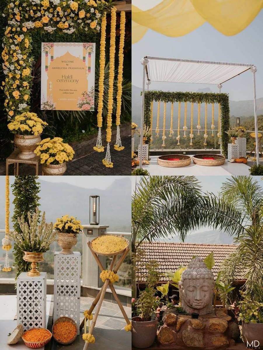 Beautiful marigold flower canopy in Surat (Haldi Setup 35)
