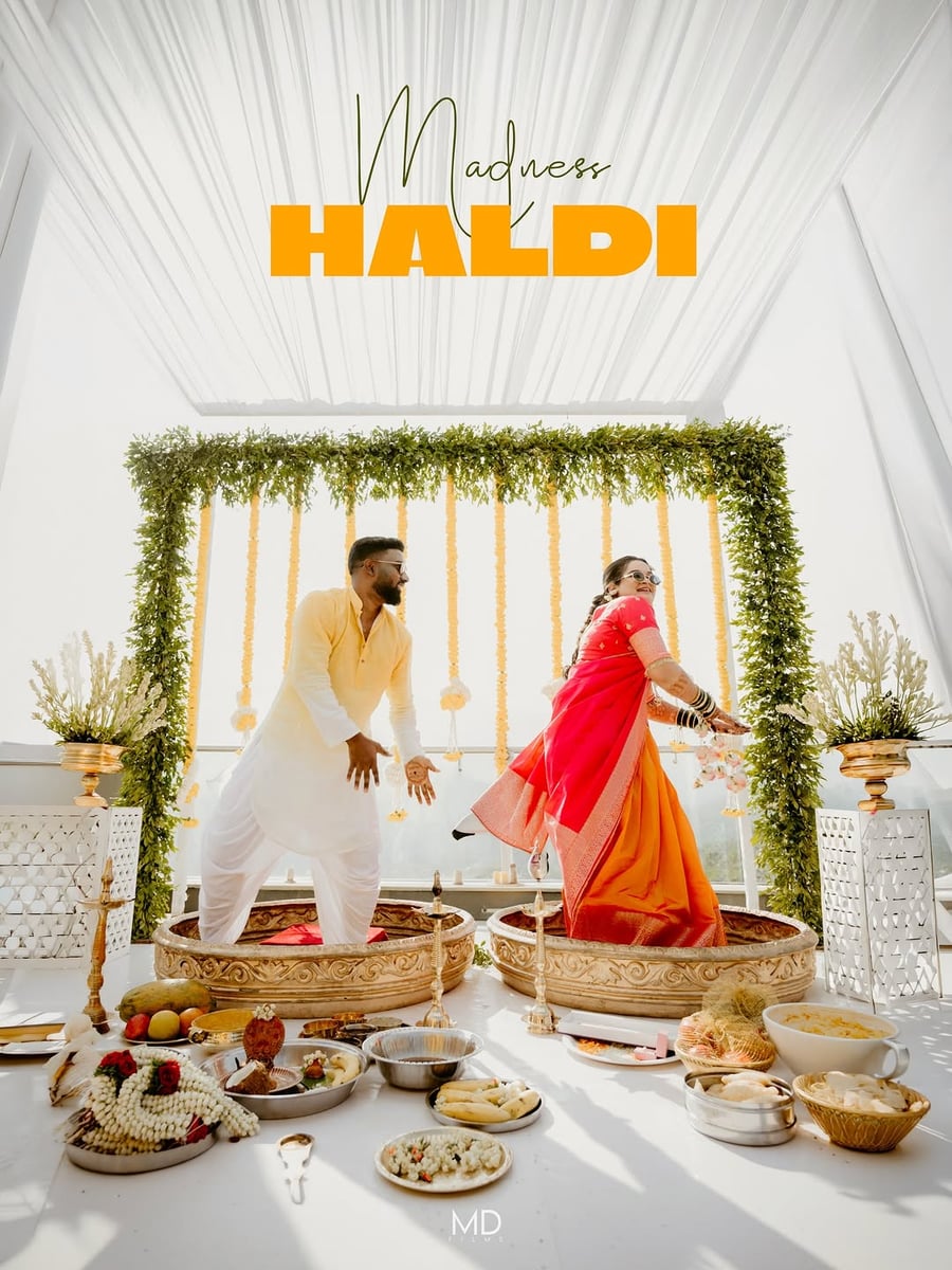 Traditional marigold flower canopy in Surat (Haldi Setup 38)