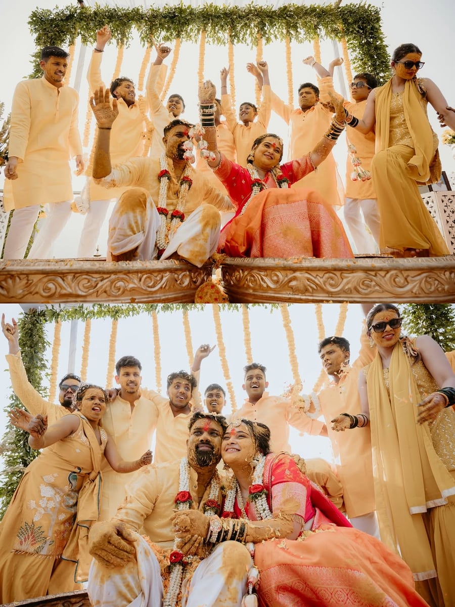 Vibrant ethnic swing setup in Surat (Haldi Setup 41)