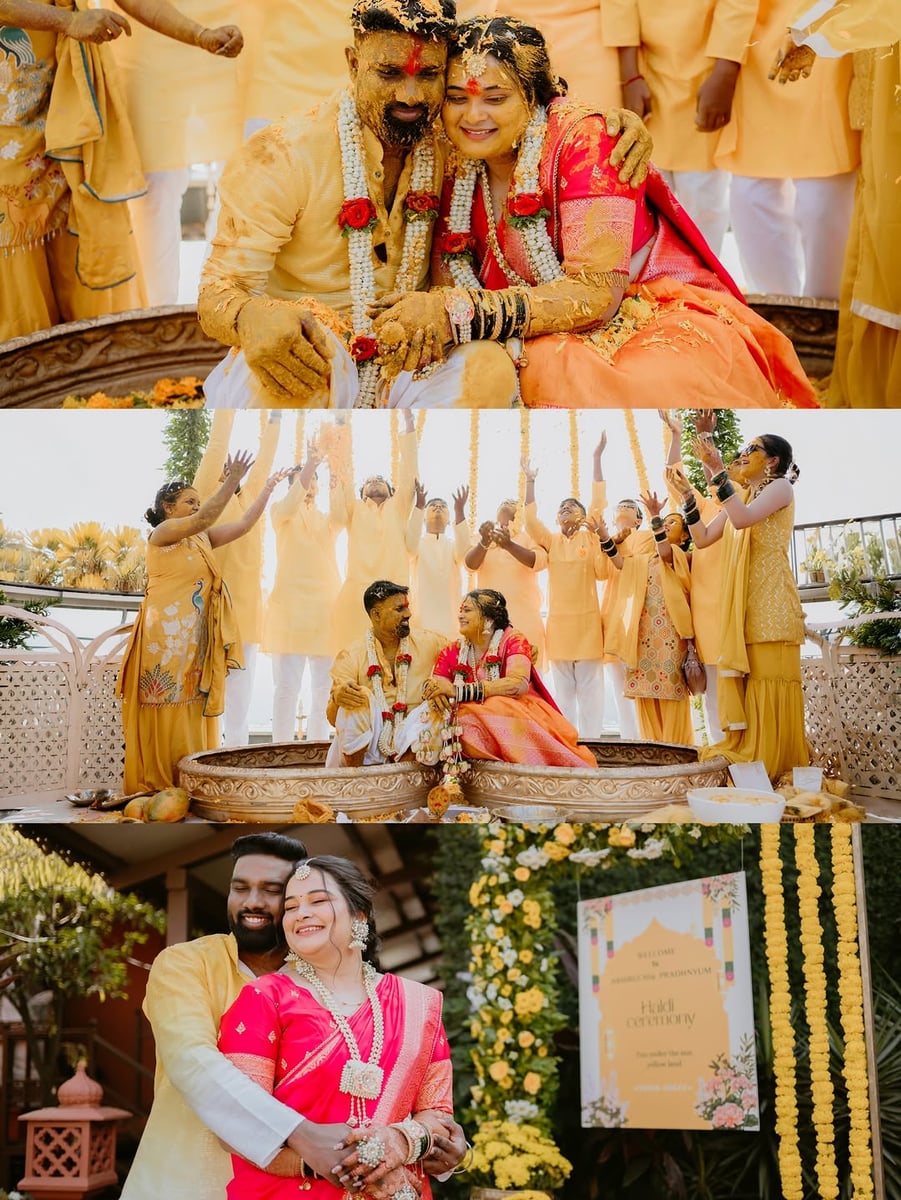 Yellow Theme ethnic swing setup in Surat (Haldi Setup 43)