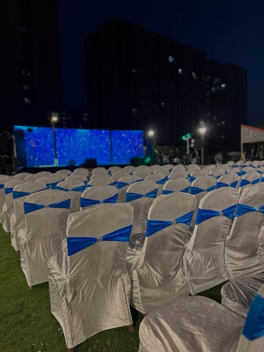 Vibrant sangeet stage decor in Surat (Sangeet Setup 1)