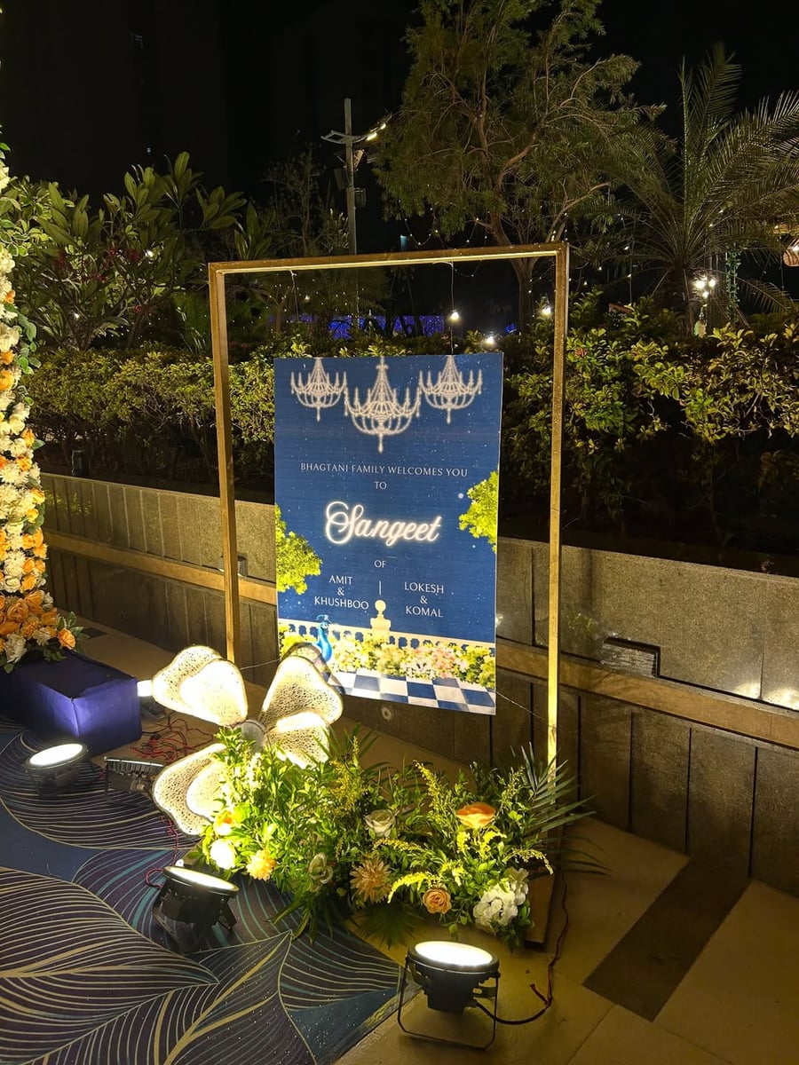 Sparkling sangeet stage decor in Surat (Sangeet Setup 5)