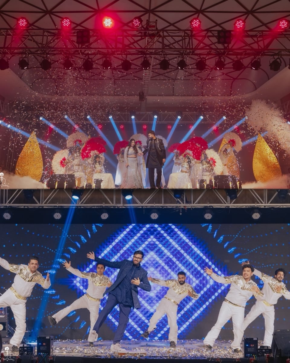 Glamorous sangeet night backdrop in Surat (Sangeet Setup 12)